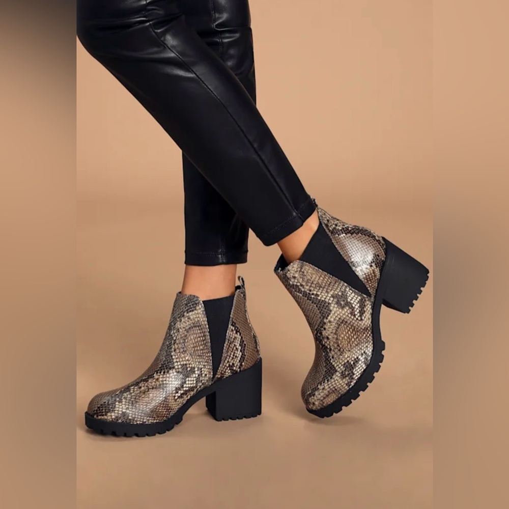Snakeskin Ankle Booties 9 - Picture 2 of 12